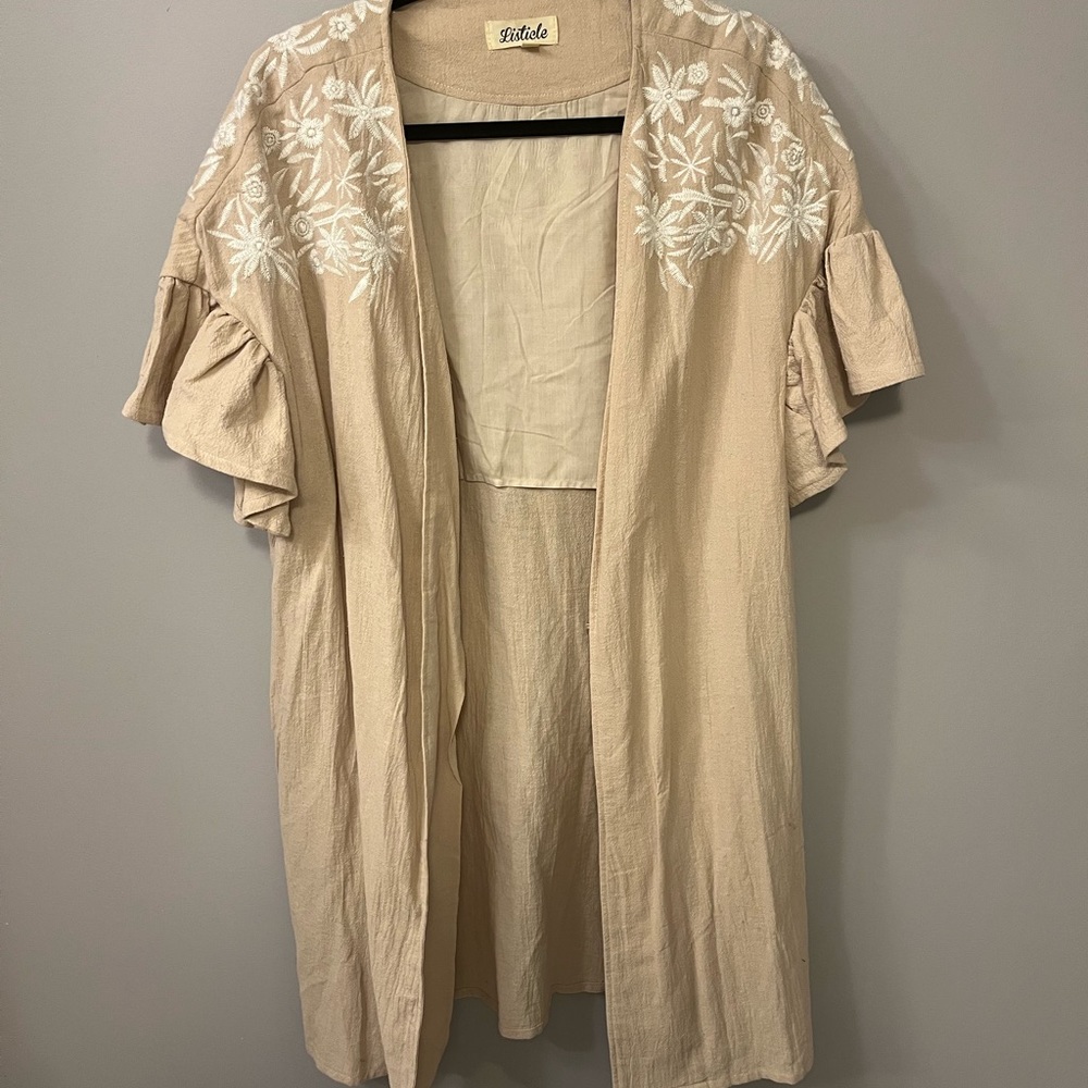 Linen embroidered wrapped, kimono